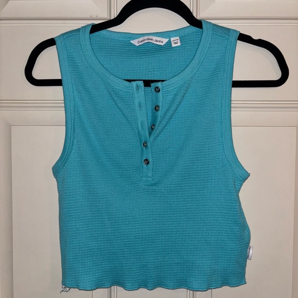 Calvin Klein Jeans Tops - NWT Calvin Klein Jeans Turquoise Button up Crop Top